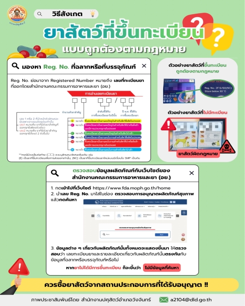 วิธีสังเกต ยาสัตว์ที่ขึ้นทะเบียนแบบถูกต้องตามกฎหมาย