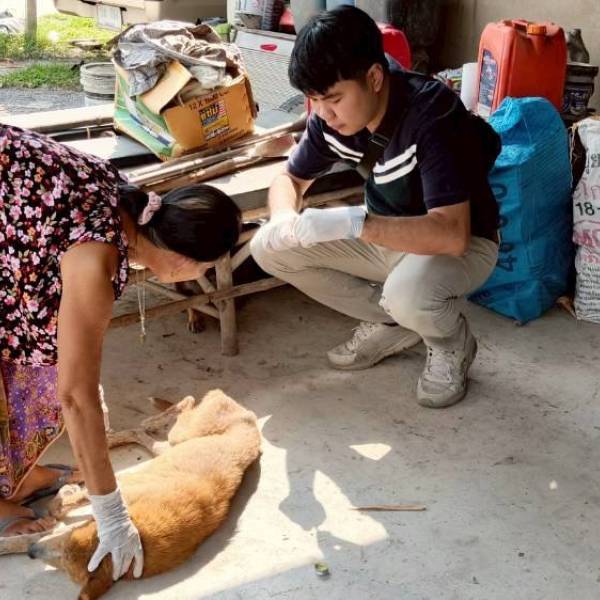 สำนักงานปศุสัตว์จังหวัดนครนายก ดำเนินการฉีดวัคซีนป้องกันโรคพิษสุนัขบ้าในพื้นที่ ตำบลท่าช้าง อำเภอเมืองนครนายก จังหวัดนครนายก